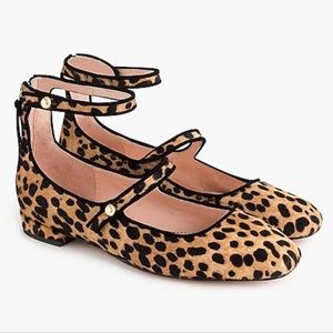 NWT J.Crew Ballet with straps leopard flats